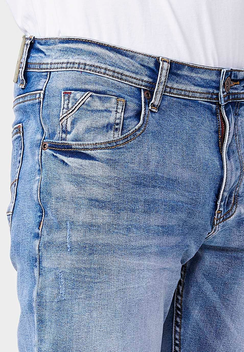 Pantalon long droit en denim coupe classique en Bleu pour Homme