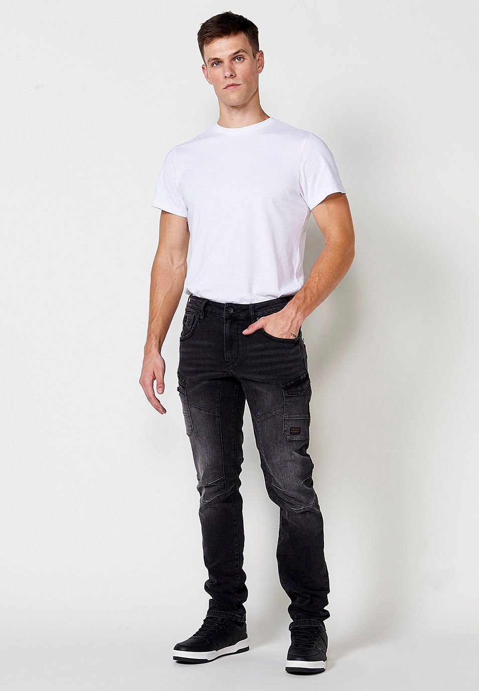 Pantalon de travail long coupe classique en Noir pour Homme