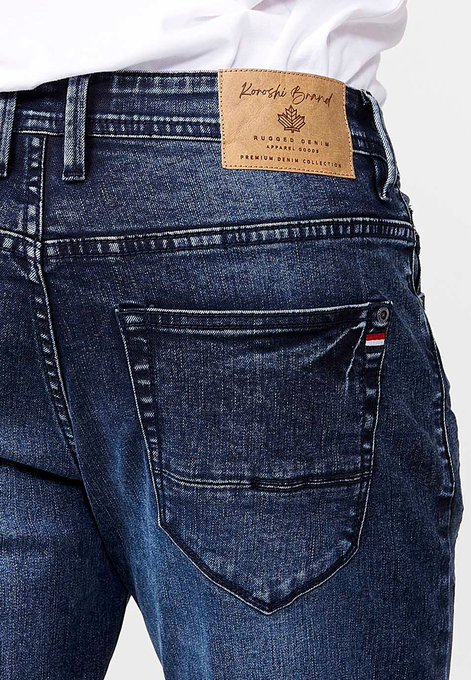 Pantalón denim largo straigth regular fit con bolsillos para hombre