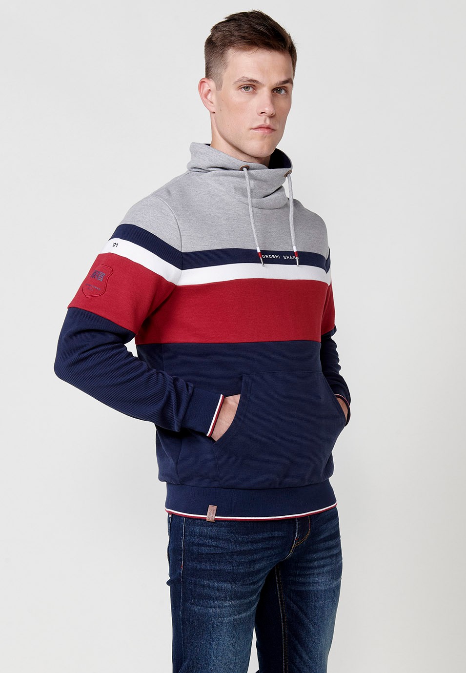 Sudadera cuello con alto ajustable con cordón color Navy para Hombre