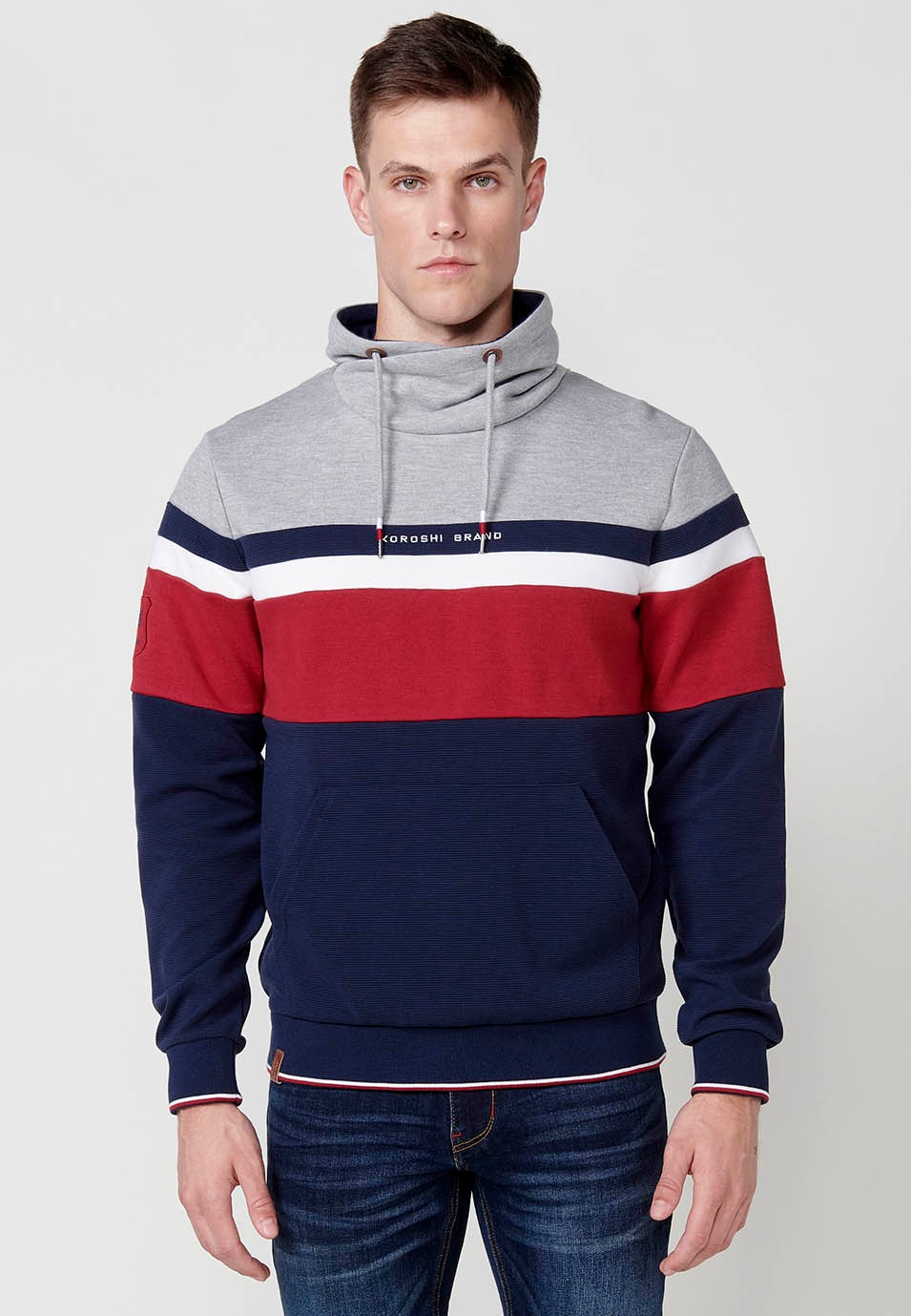 Sudadera cuello con alto ajustable con cordón color Navy para Hombre