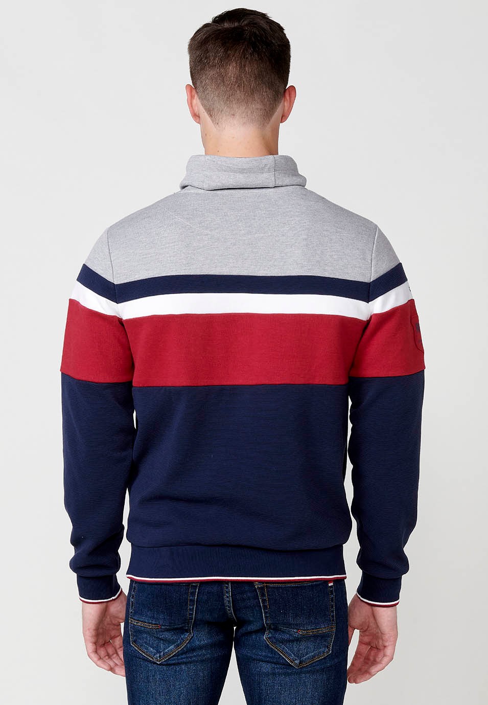 Sudadera cuello con alto ajustable con cordón color Navy para Hombre