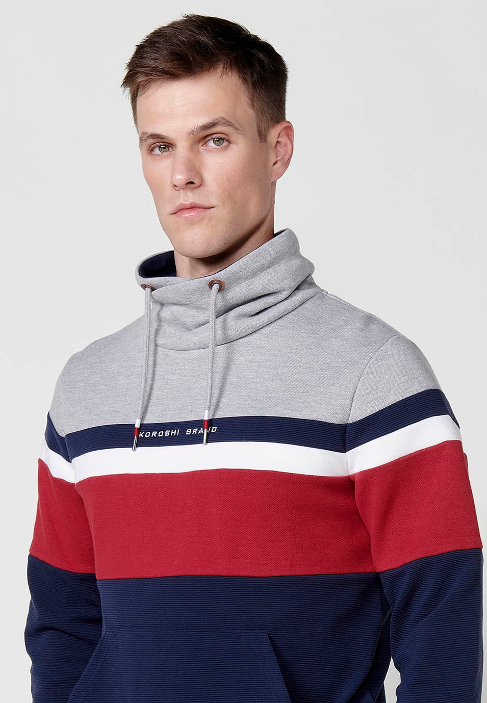 Sudadera cuello con alto ajustable con cordón color Navy para Hombre