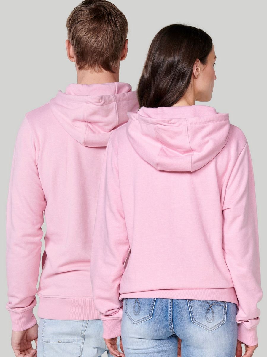 Rosa Langarm-Sweatshirt für Unisex mit Kapuzenkragen und Frontprint 3