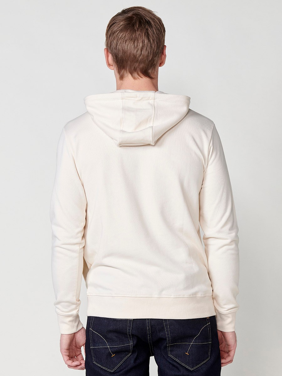 Langärmliges Sweatshirt mit Kapuzenkragen und Frontprint für Herren in Raw Color