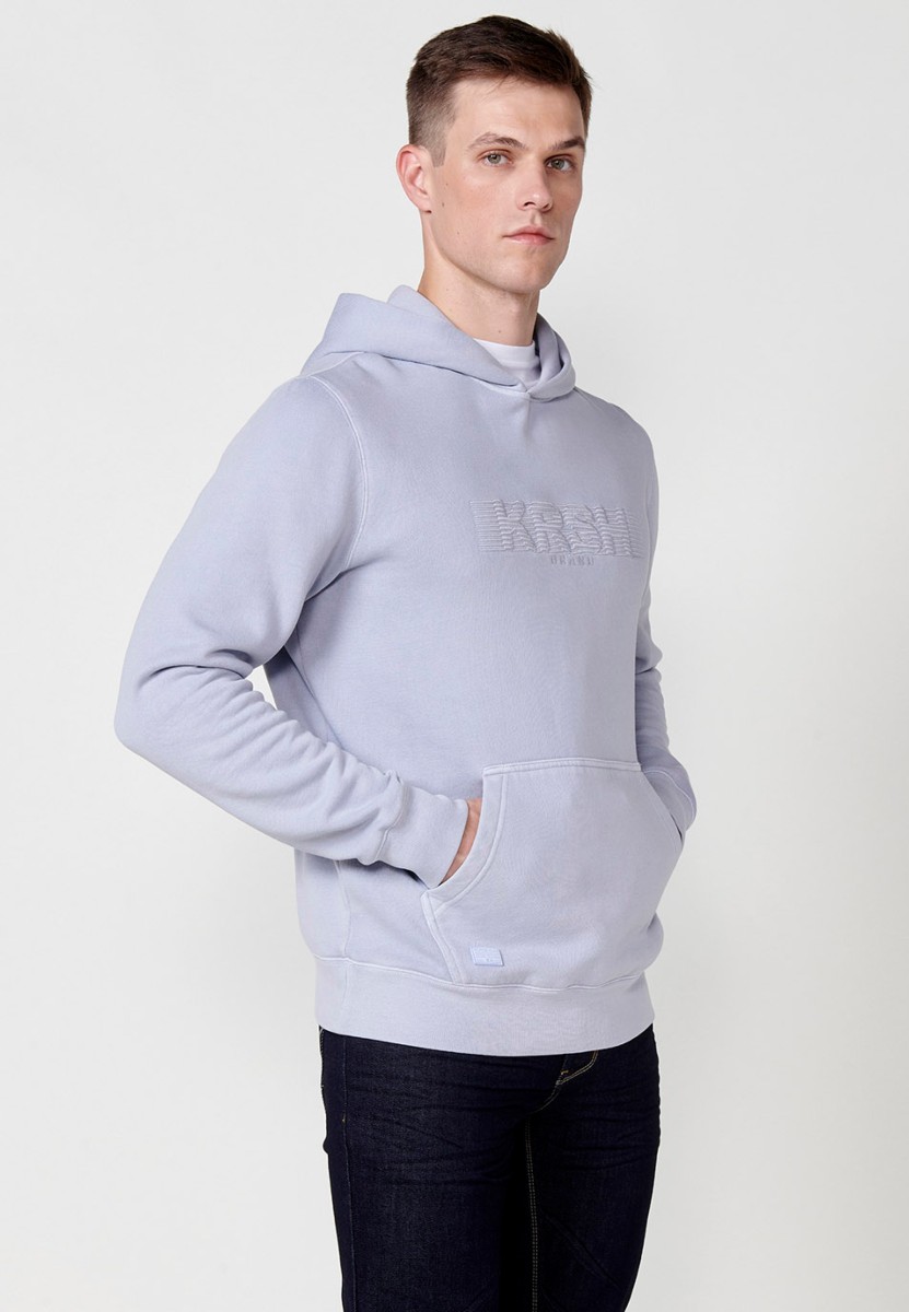 Light Blue Men's Long Sleeve Hooded Sweatshirt