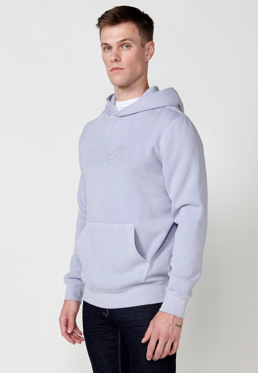 Light Blue Men's Long Sleeve Hooded Sweatshirt