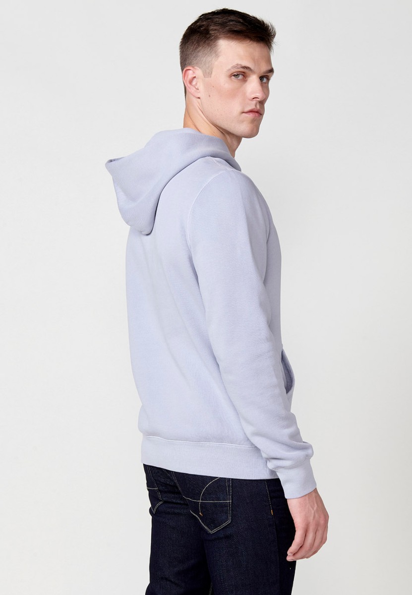 Light Blue Men's Long Sleeve Hooded Sweatshirt