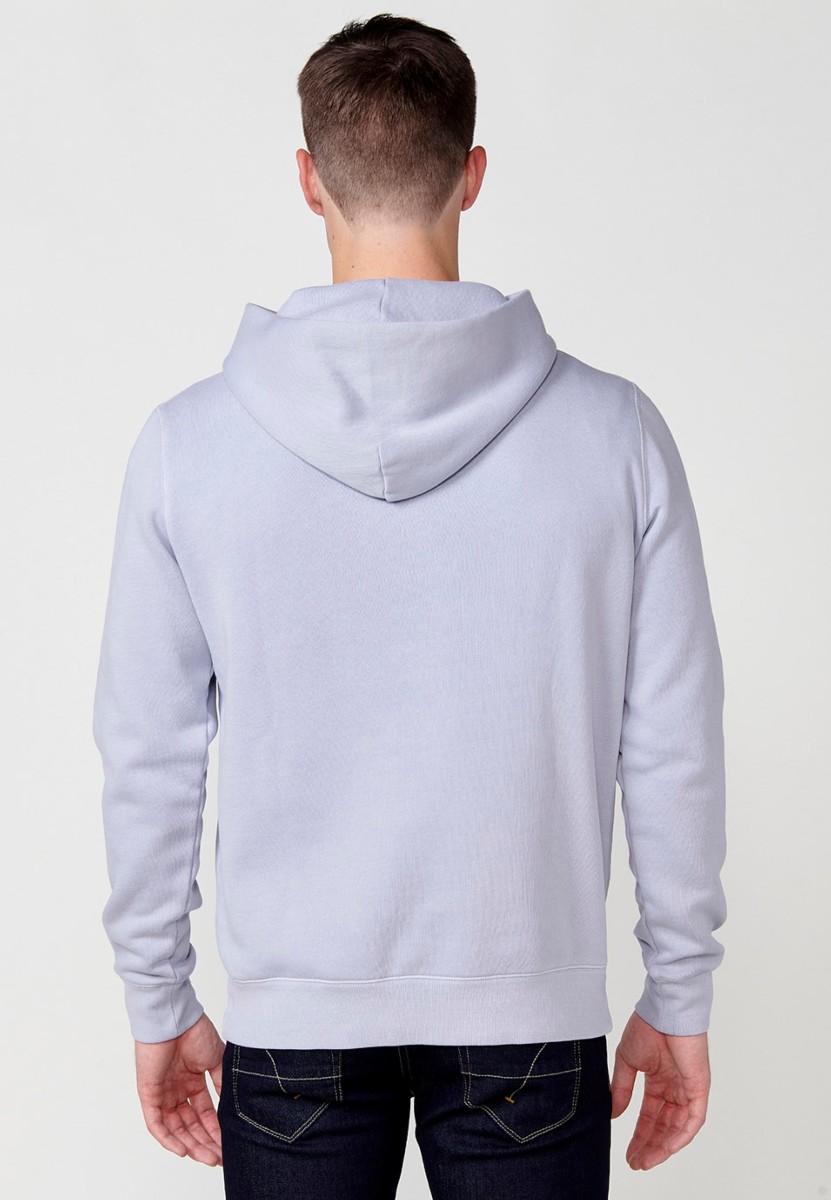 Light Blue Men's Long Sleeve Hooded Sweatshirt