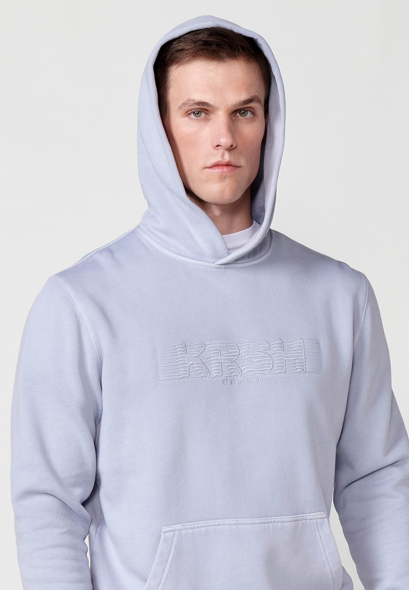 Light Blue Men's Long Sleeve Hooded Sweatshirt