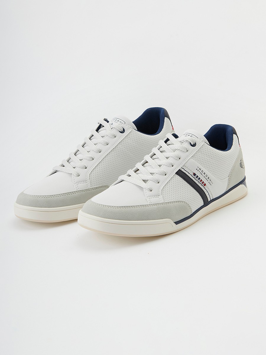 White Lace-Up Casual Sneakers for Men