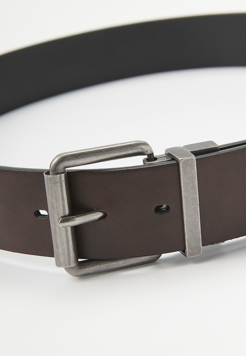 Reversible Faux Leather Belt for Men in Black and Brown 6