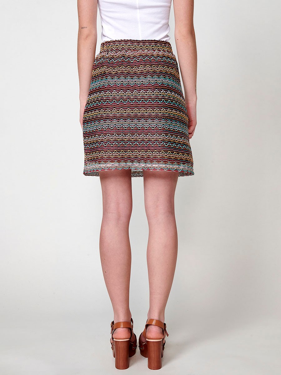 Women's Short Multicolor Crochet Skirt with Elastic Lining 3