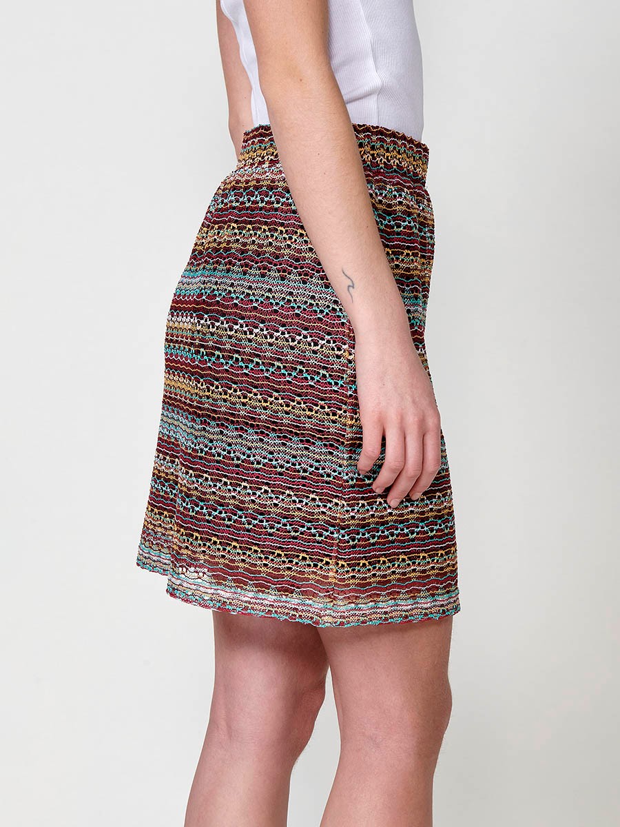 Women's Short Multicolor Crochet Skirt with Elastic Lining 6