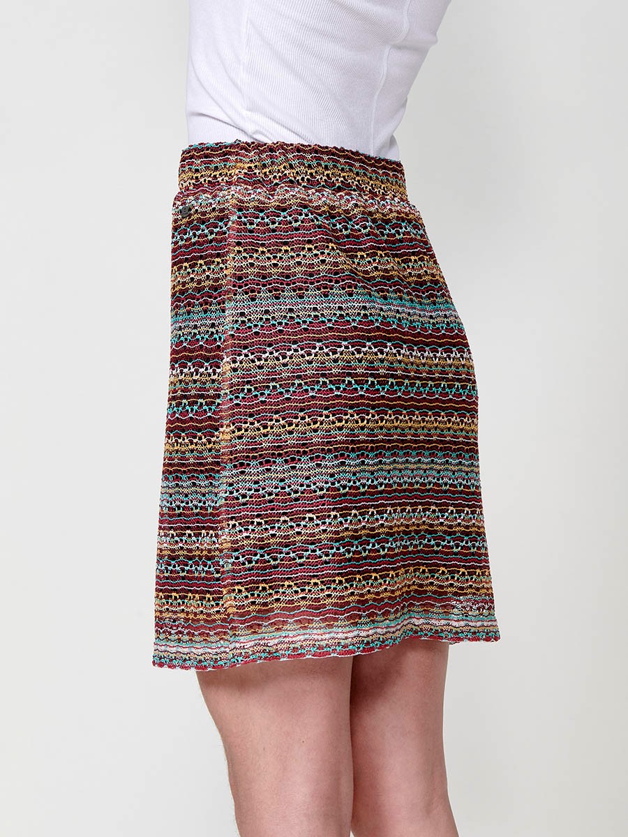 Women's Short Multicolor Crochet Skirt with Elastic Lining 7