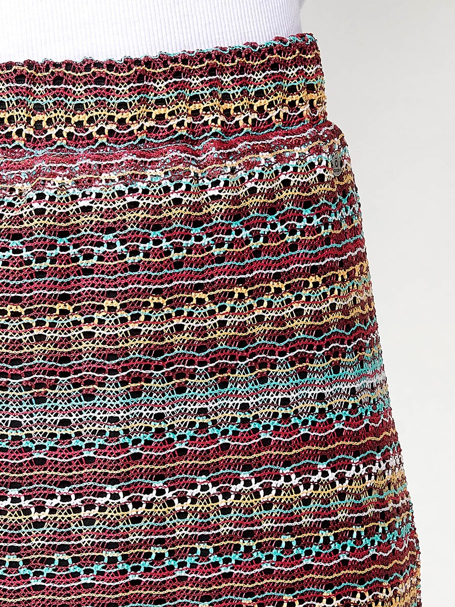 Women's Short Multicolor Crochet Skirt with Elastic Lining 8