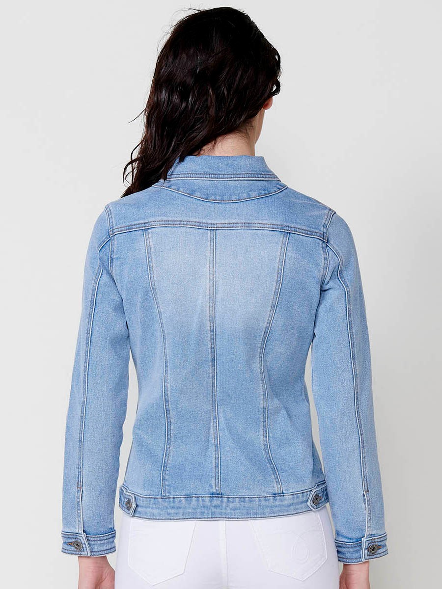 Chaqueta denim con detalles bordado para mujer color azul 