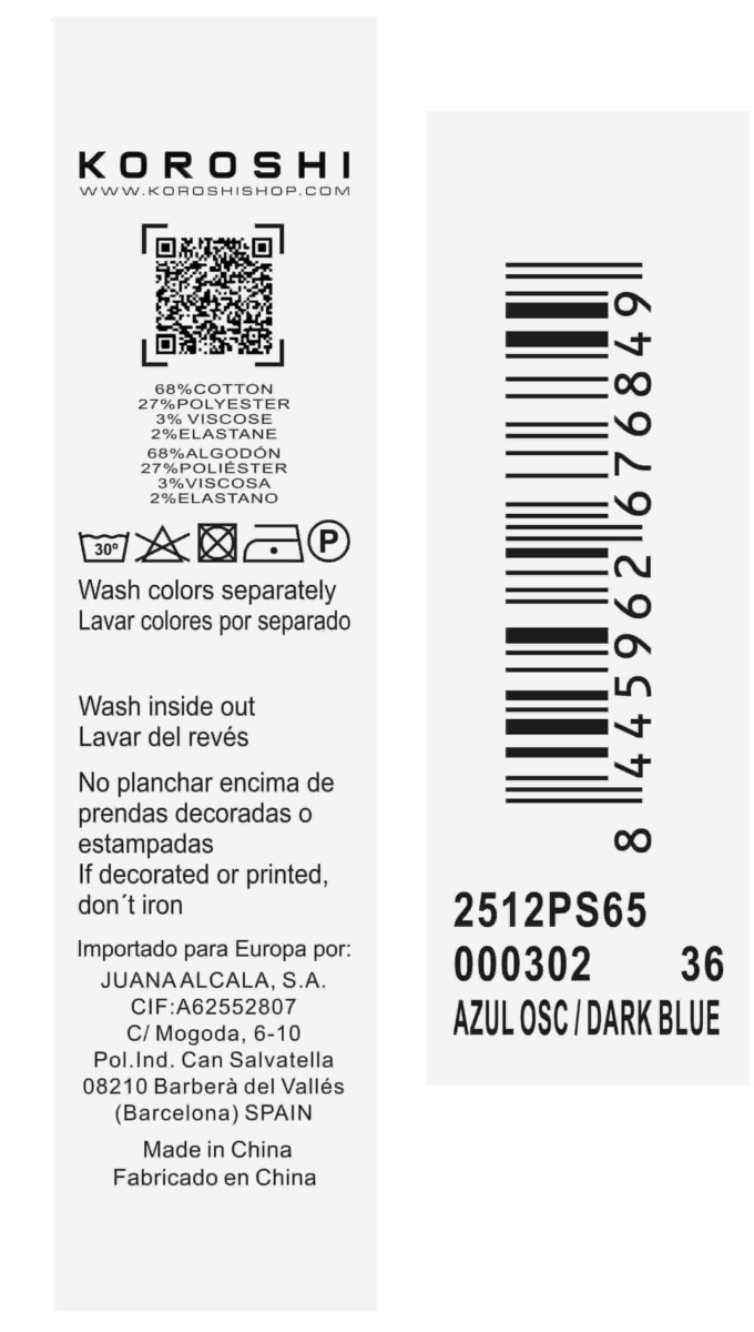 Jeans short elástico cenefa bordada en bolsillo y lateral de tiro medio y cinco bolsillos con cierre con cremallera y botón metálico y bajo deshilachado para mujer de color azul oscuro