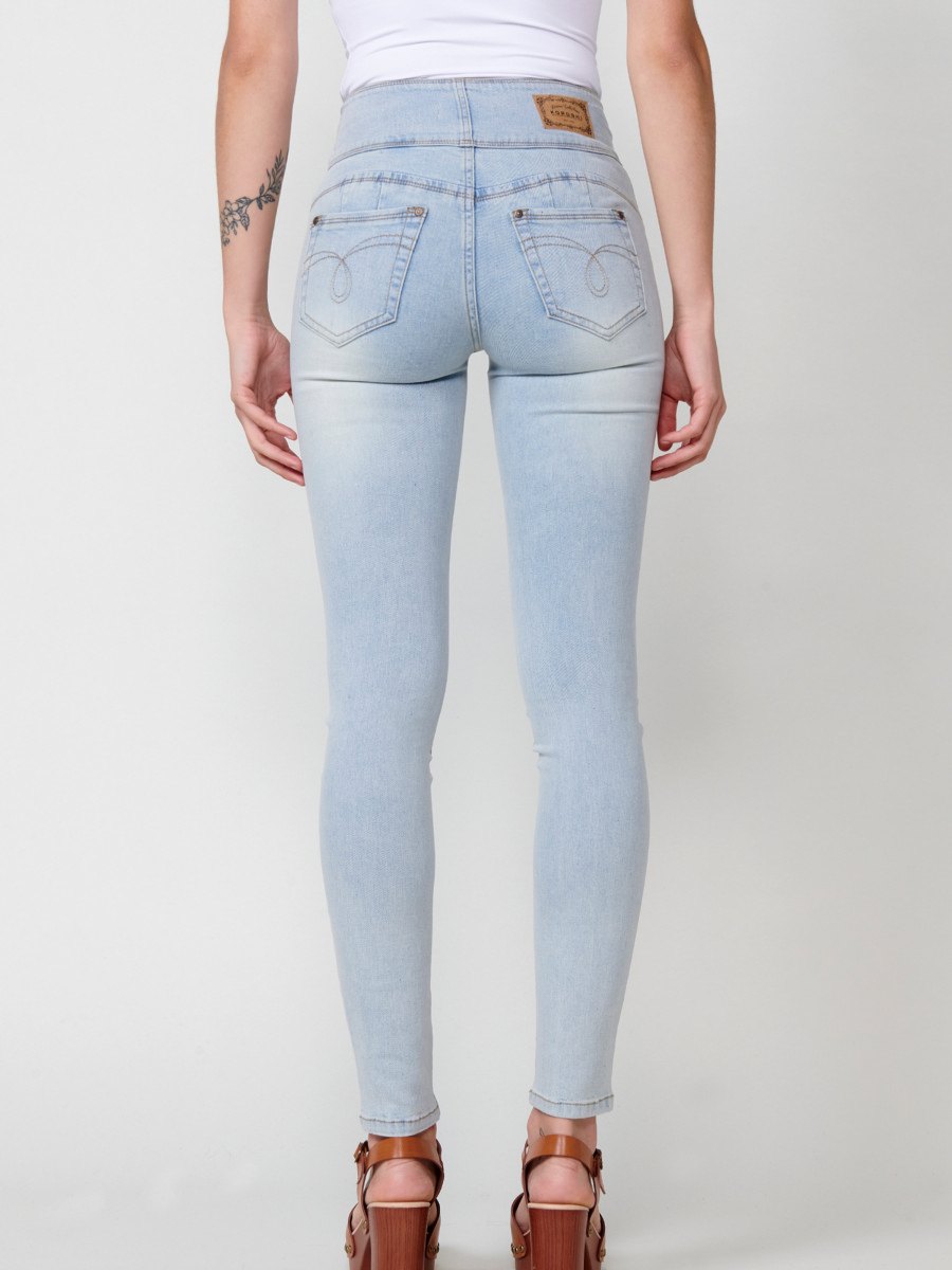 Pantalon jean push up para mujer color azul claro