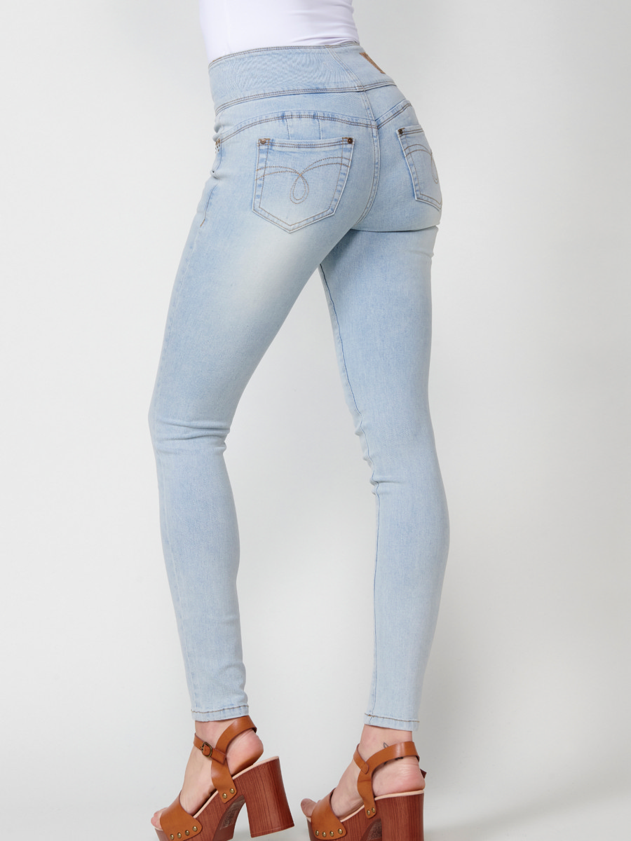 Pantalon jean push up para mujer color azul claro