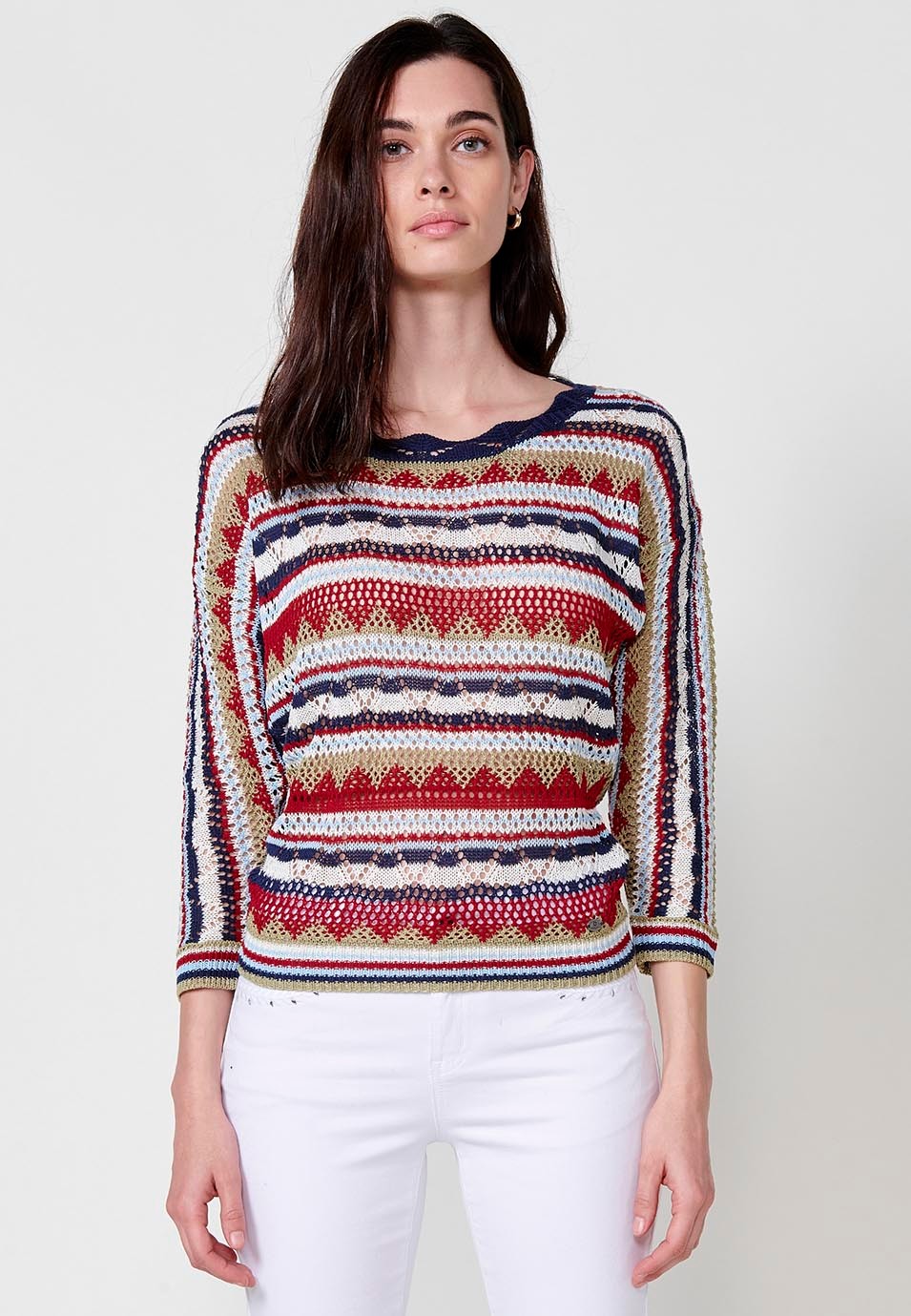 Damen-Trikotpullover mit langen Ärmeln 3