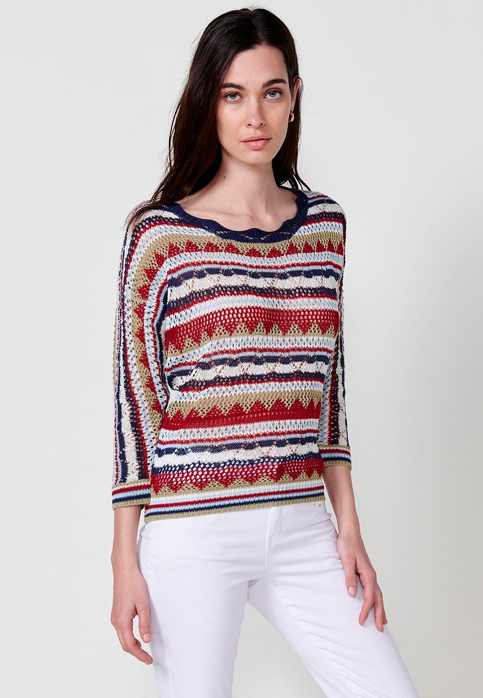 Damen-Trikotpullover mit langen Ärmeln 2