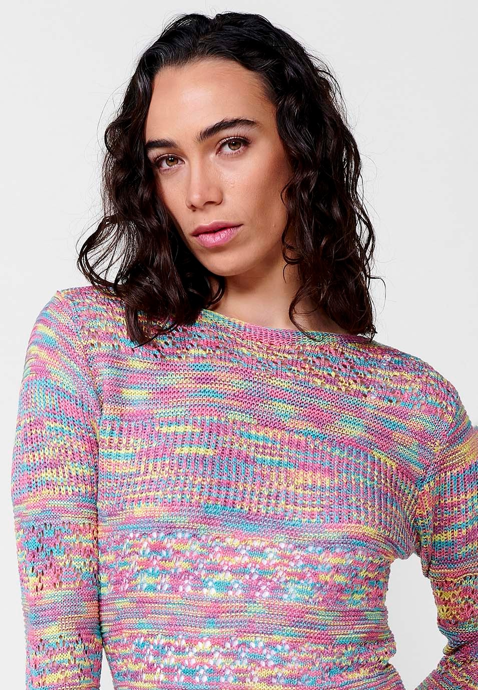 Jersey de manga larga tricot con cuello barca para mujer 4