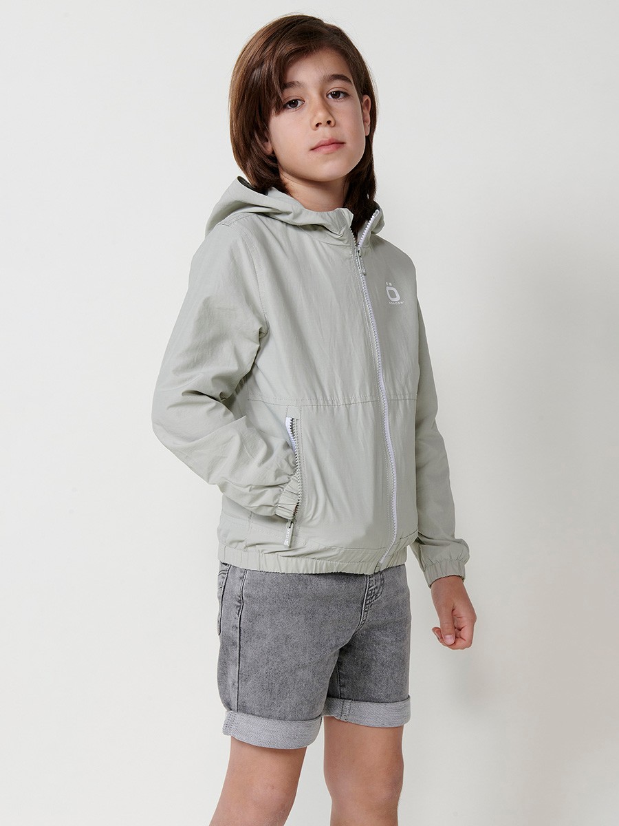 Kids' Long-Sleeve Jacket with Hood and Zipper Closure in Khaki 3