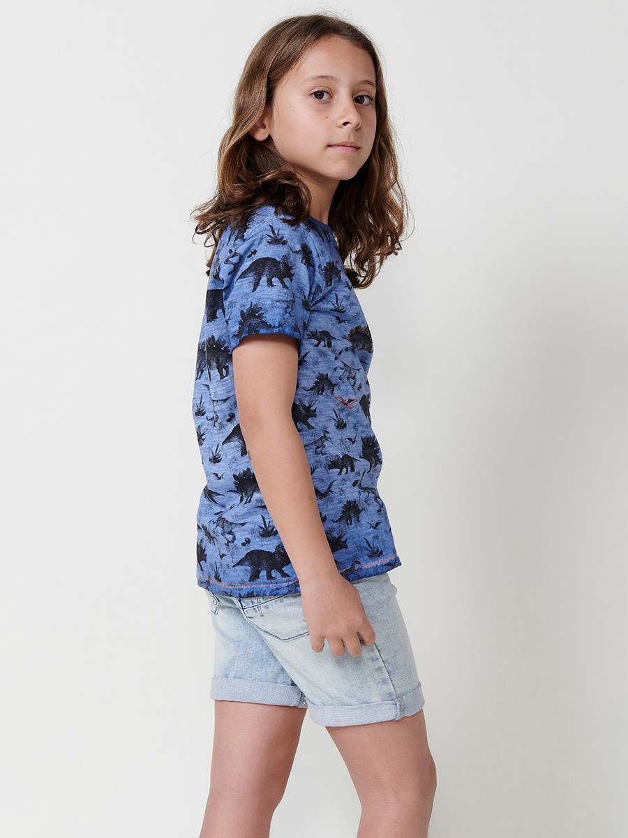 Short-Sleeve T-Shirt with Front Print in Blue for Boys 4