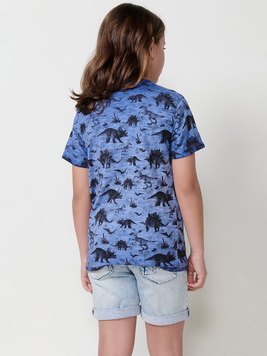 Short-Sleeve T-Shirt with Front Print in Blue for Boys 3