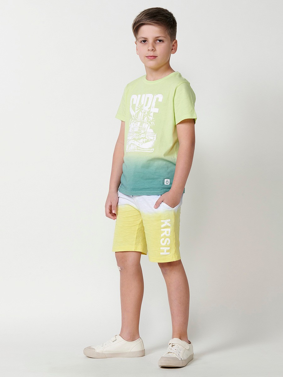 Short-Sleeve T-Shirt with Front Print in Lime for Boys 1