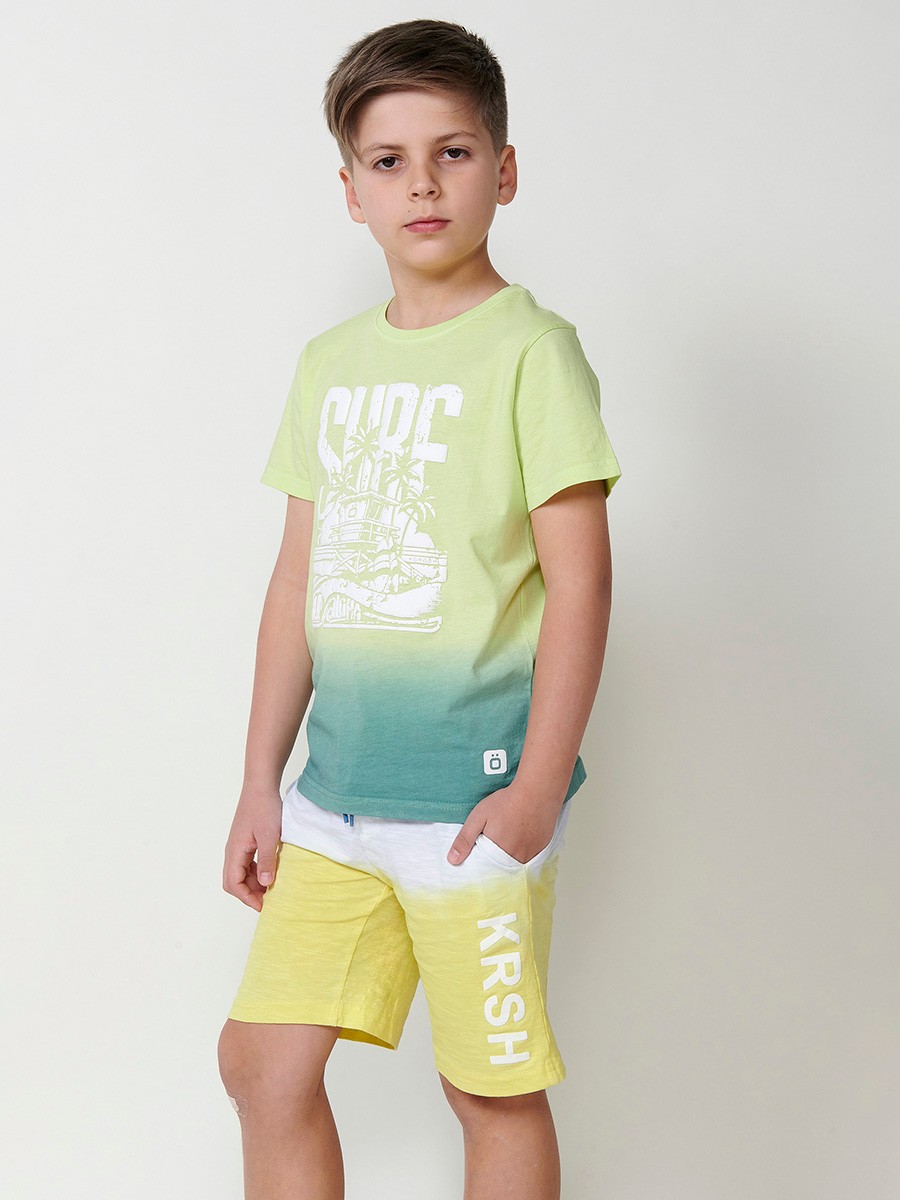 Short-Sleeve T-Shirt with Front Print in Lime for Boys 3