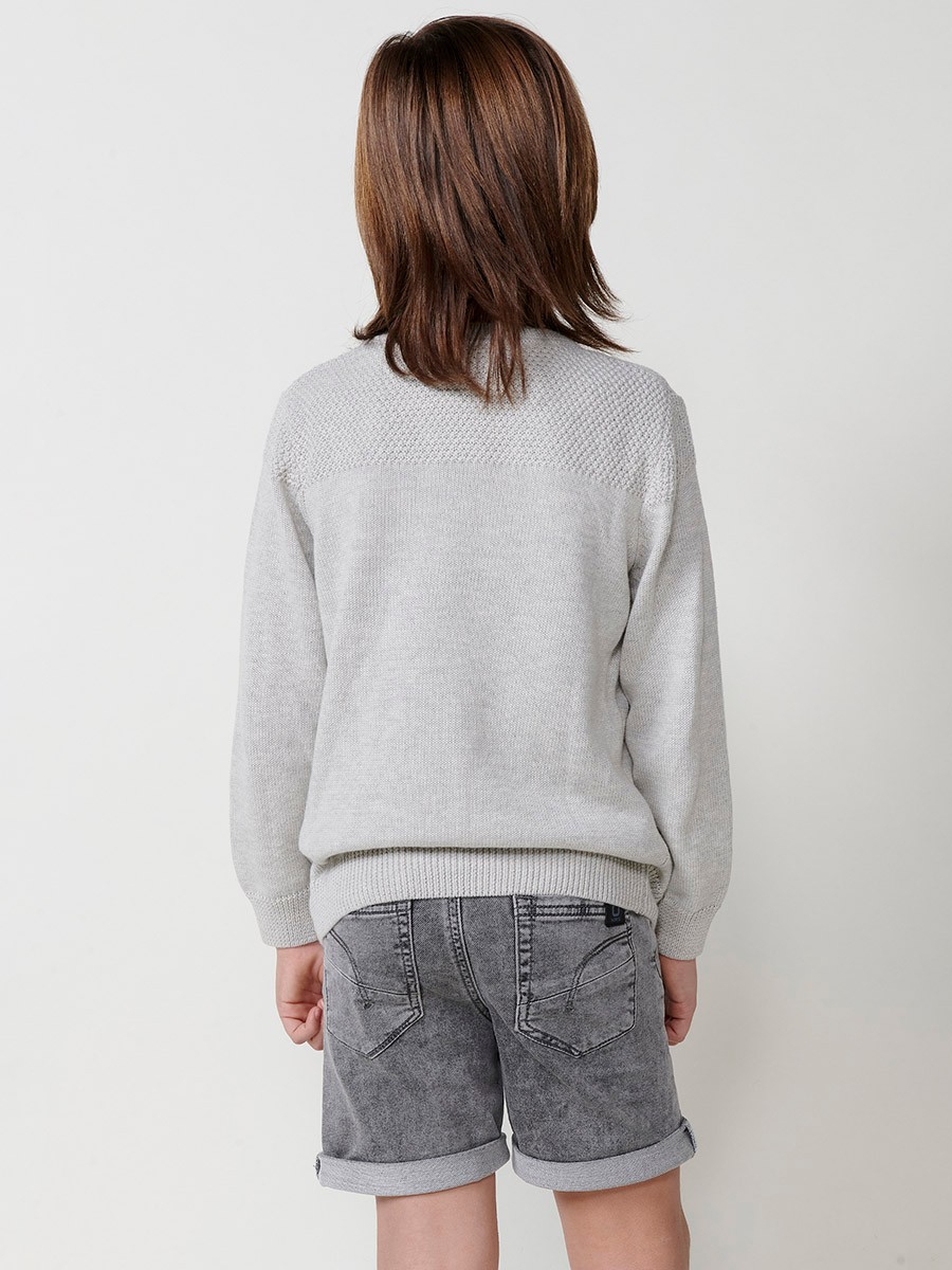 Pull en Tricot de Coton à Manches Longues et Col Rond en Écru pour Enfant 3