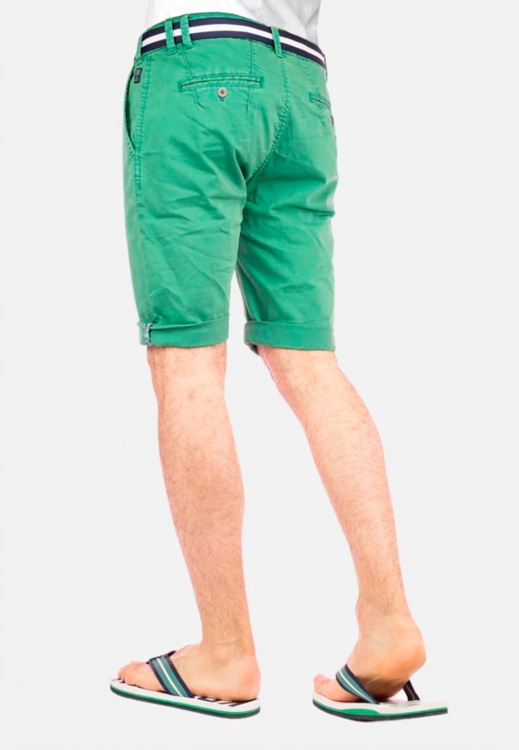 Pantalón corto de algodón de estilo chino color verde para Hombre 2