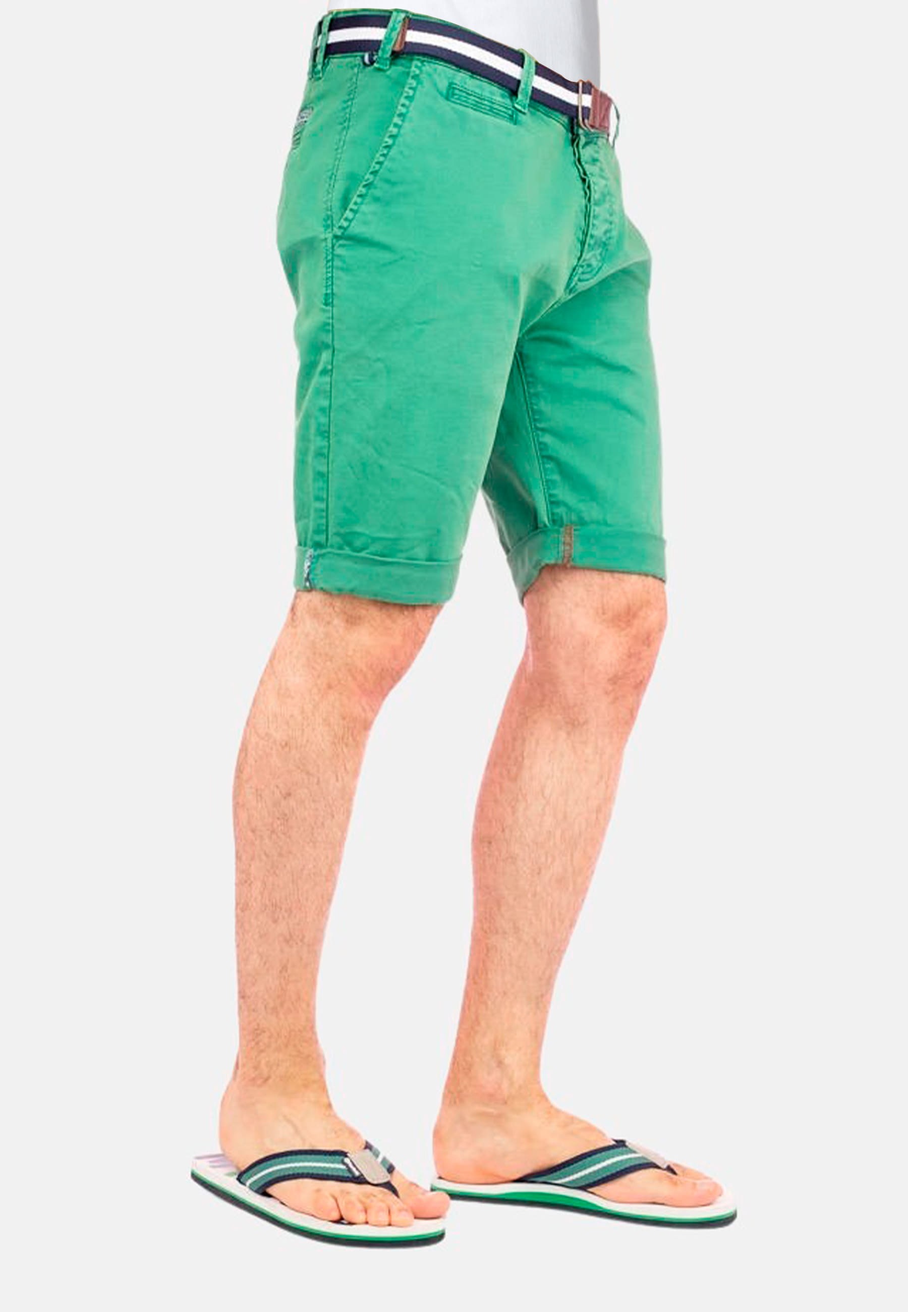 Pantalón corto de algodón de estilo chino color verde para Hombre 1