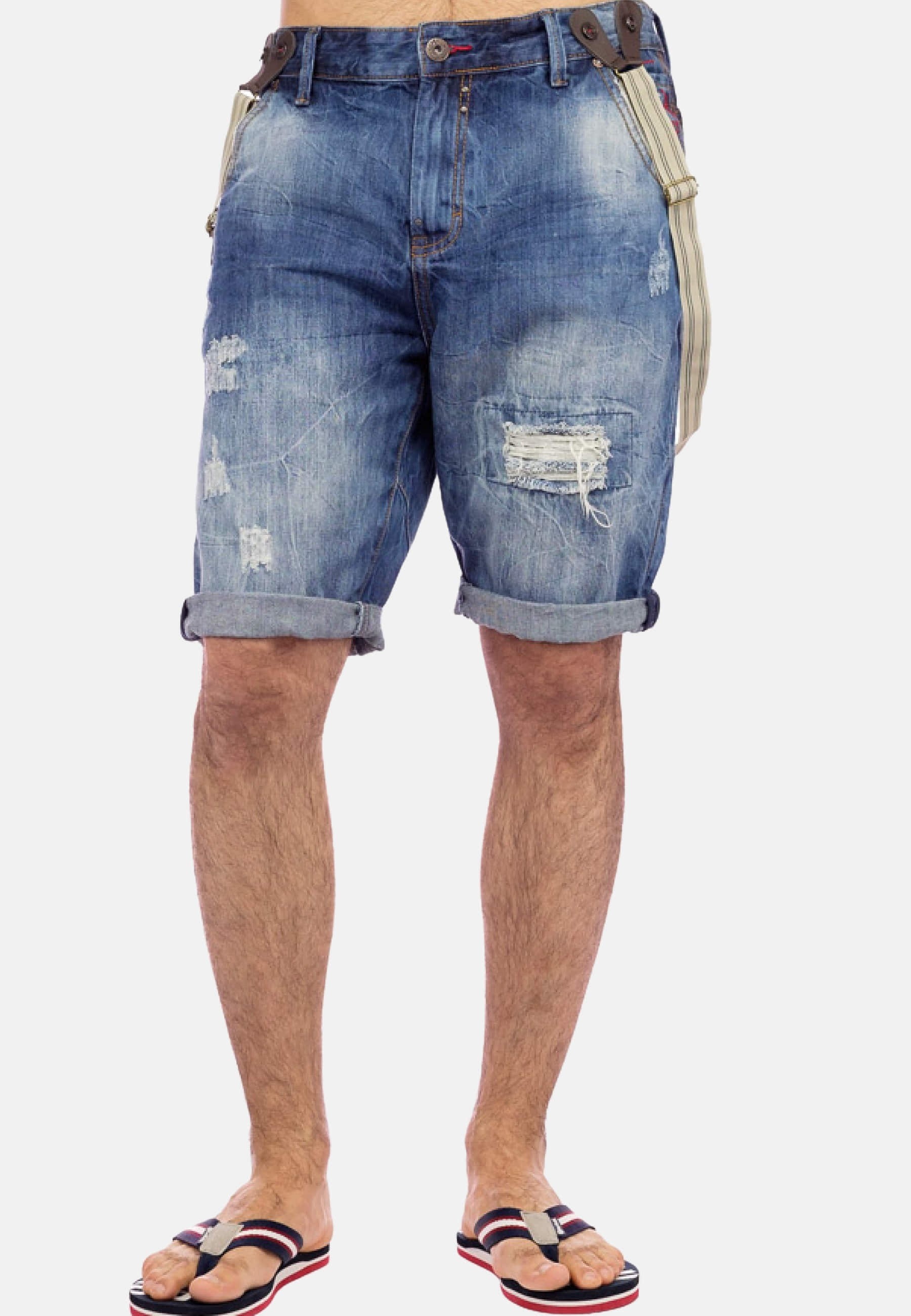 Pantalón corto denim efecto desgastado color Azul para Hombre