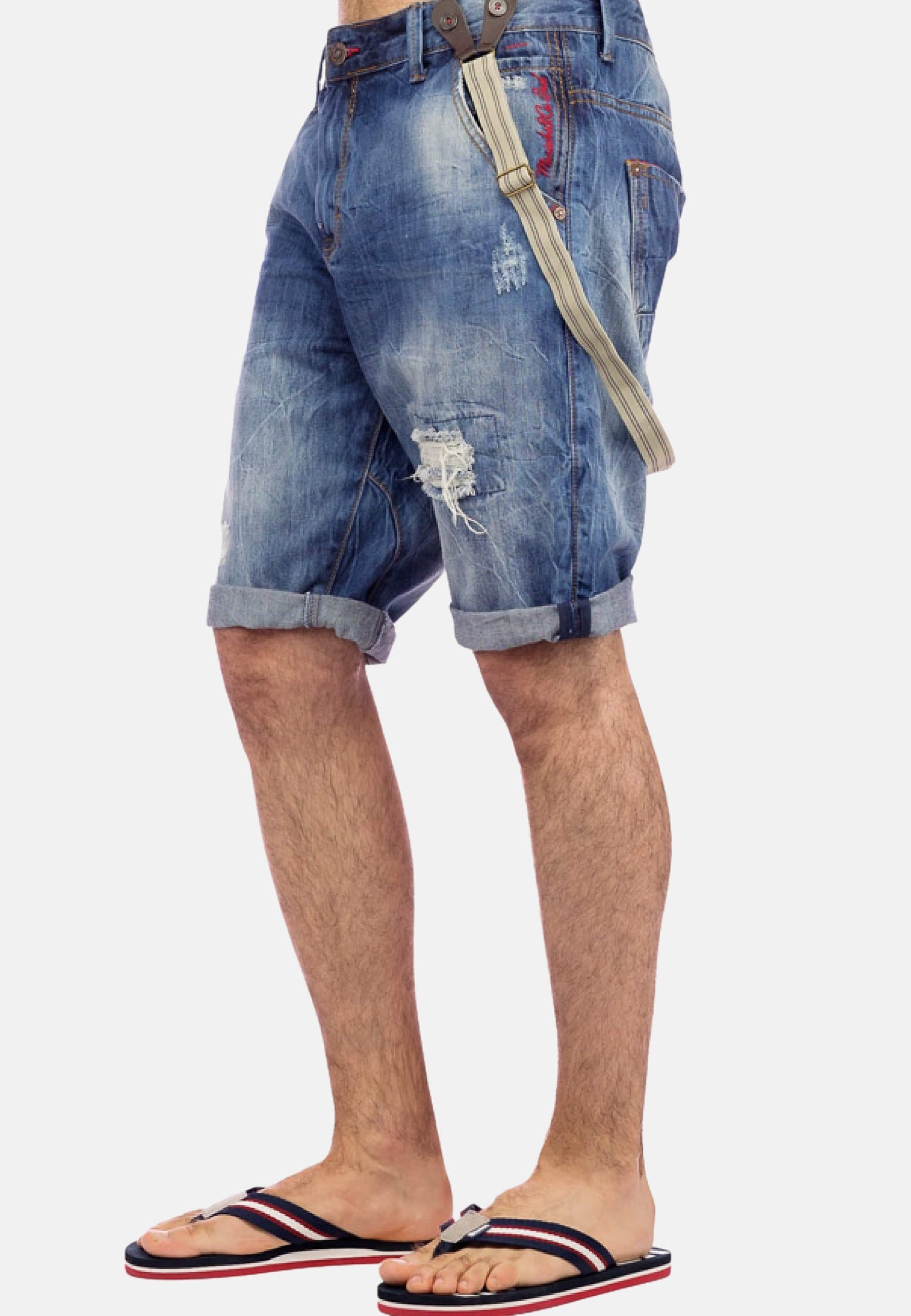 Pantalón corto denim efecto desgastado color Azul para Hombre 2