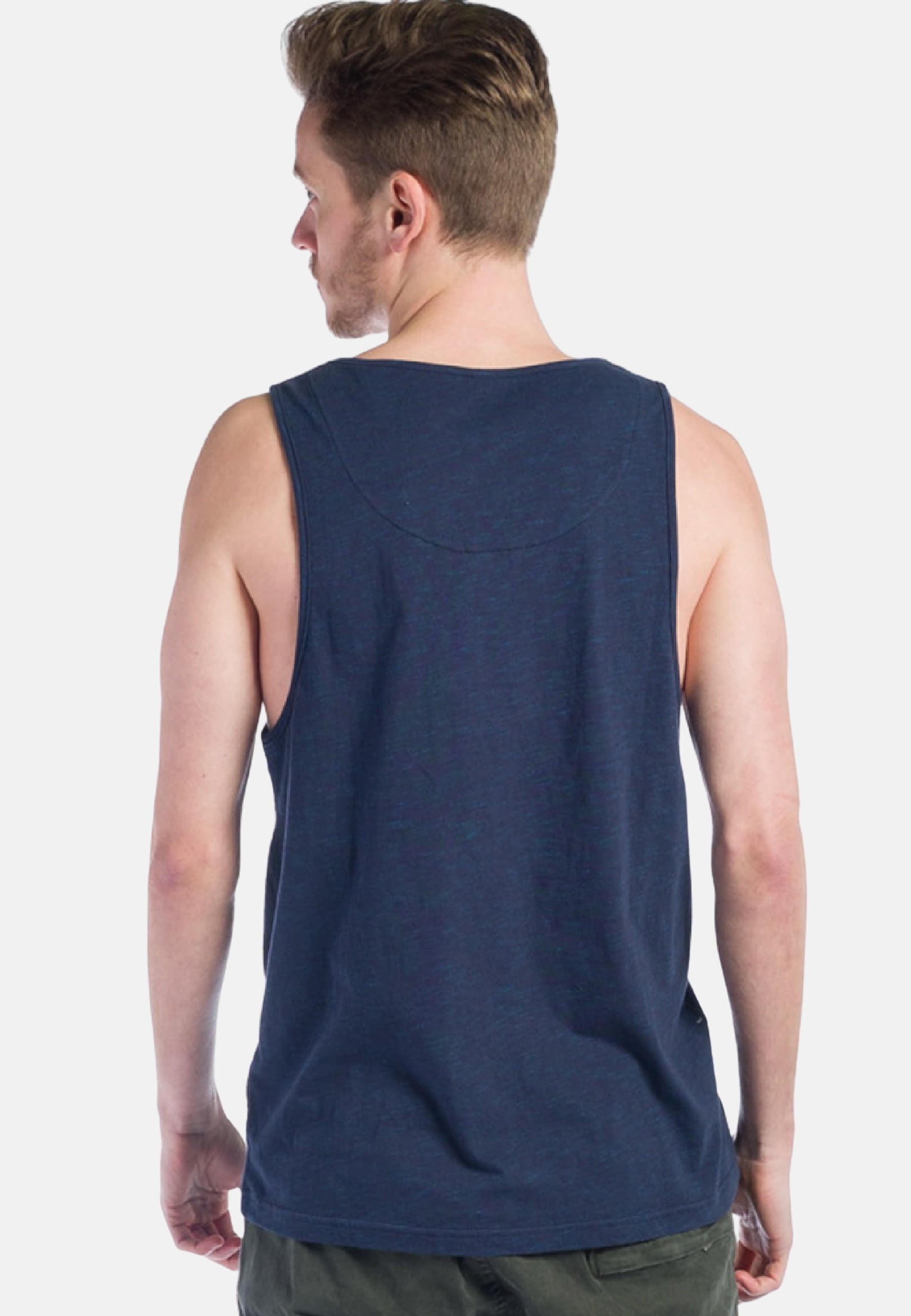 Camiseta sin manga de Algodón color Navy para Hombre 3