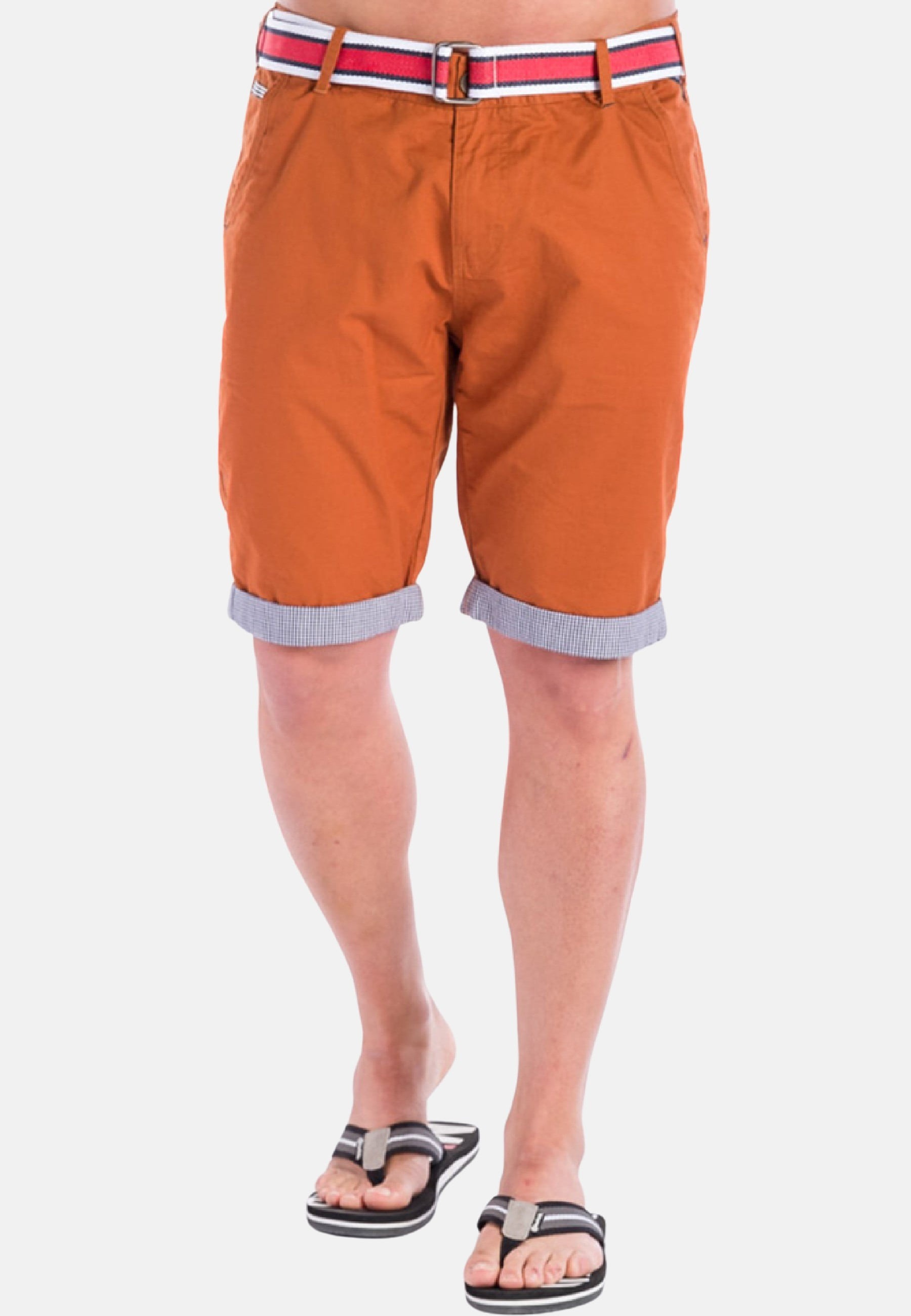 Pantalón corto Bermuda de Algodón color Teja para Hombre