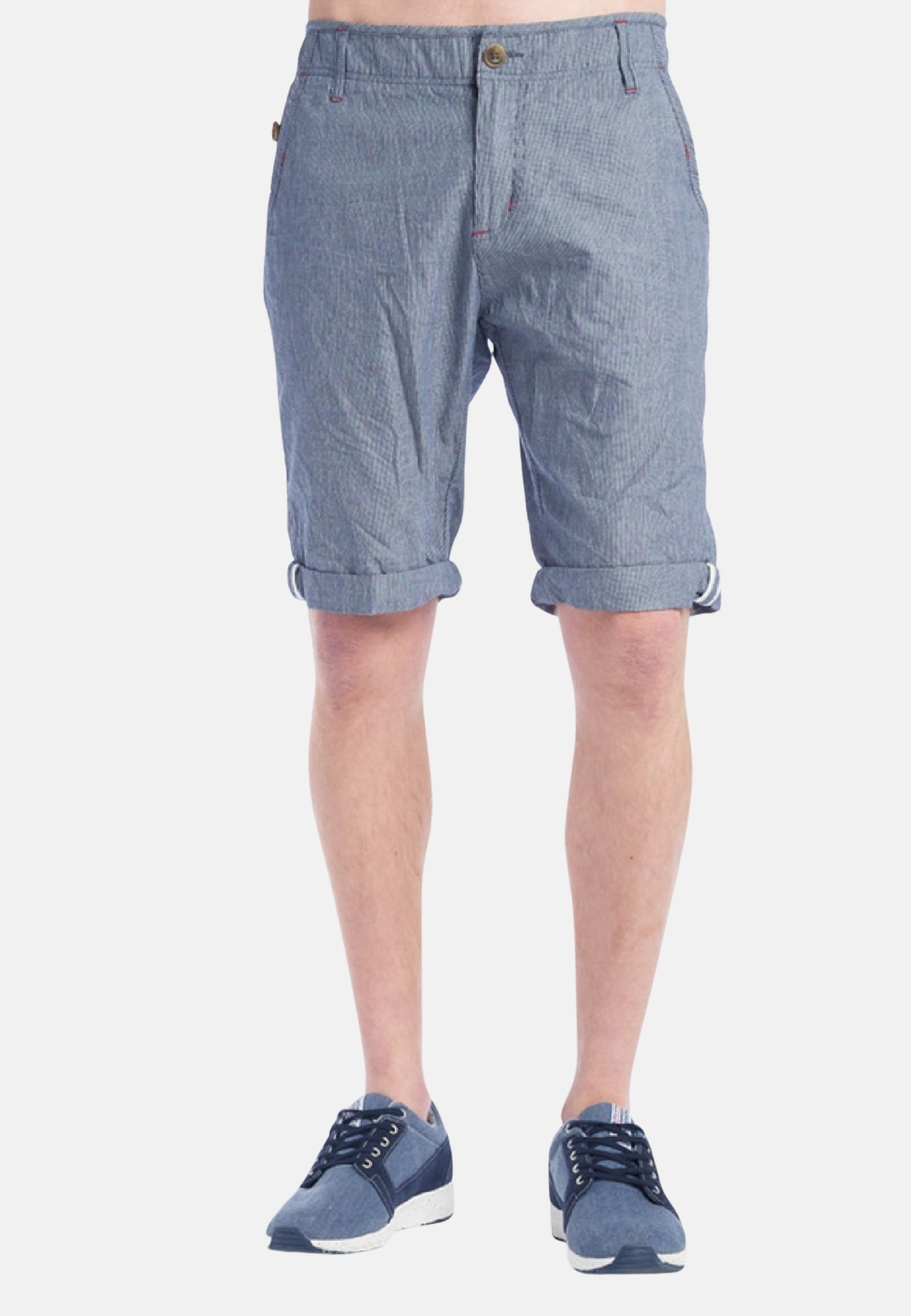 Pantalón corto Bermuda de Algodón a rayas color Navy para Hombre