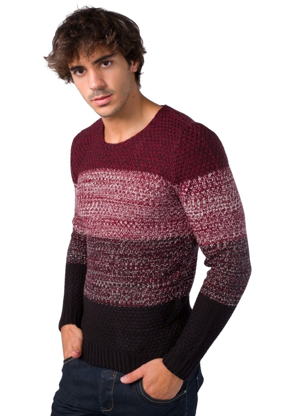 Jersey tricot cuello redondo de color Granate para Hombre 2