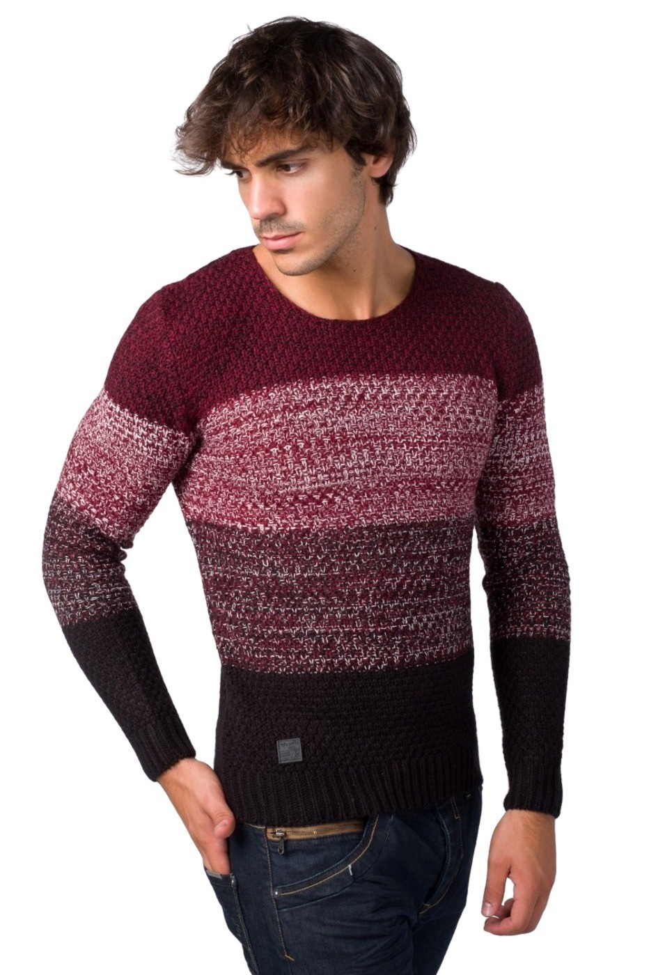 Jersey tricot cuello redondo de color Granate para Hombre 3