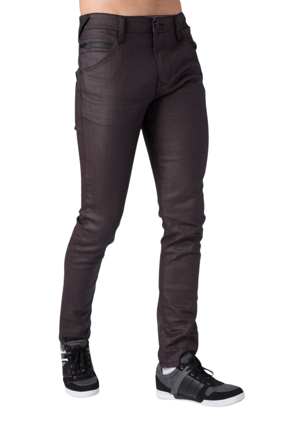 Pantalon straigth slim efecto encerado color Granate para Hombre 1