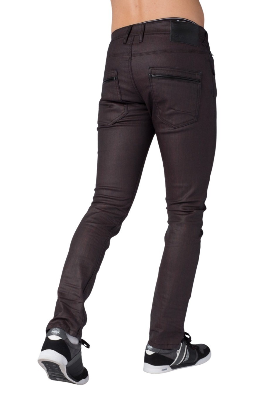 Pantalon straigth slim efecto encerado color Granate para Hombre 2