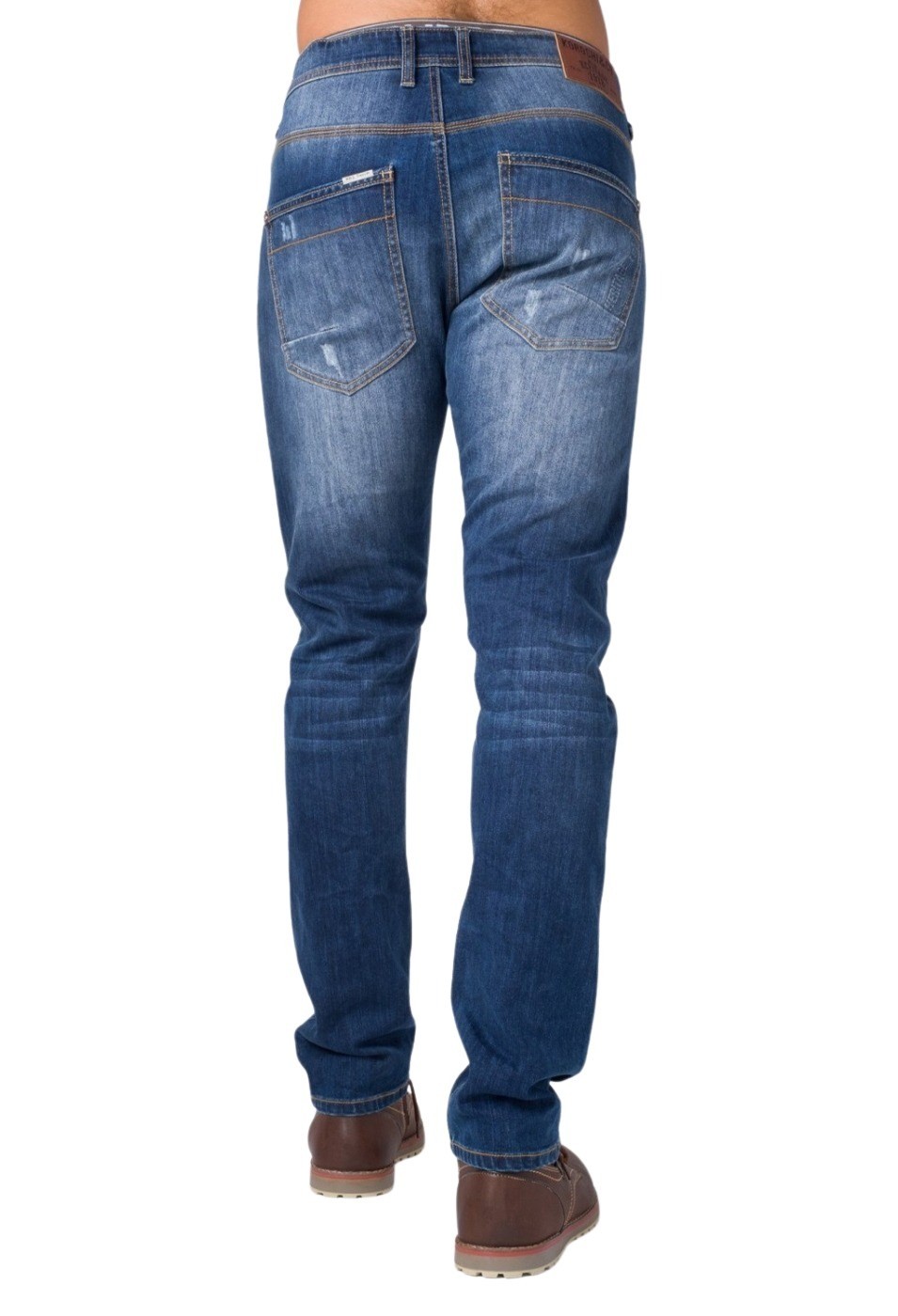 Pantalón denim straight slim azul desgastado para Hombre 3