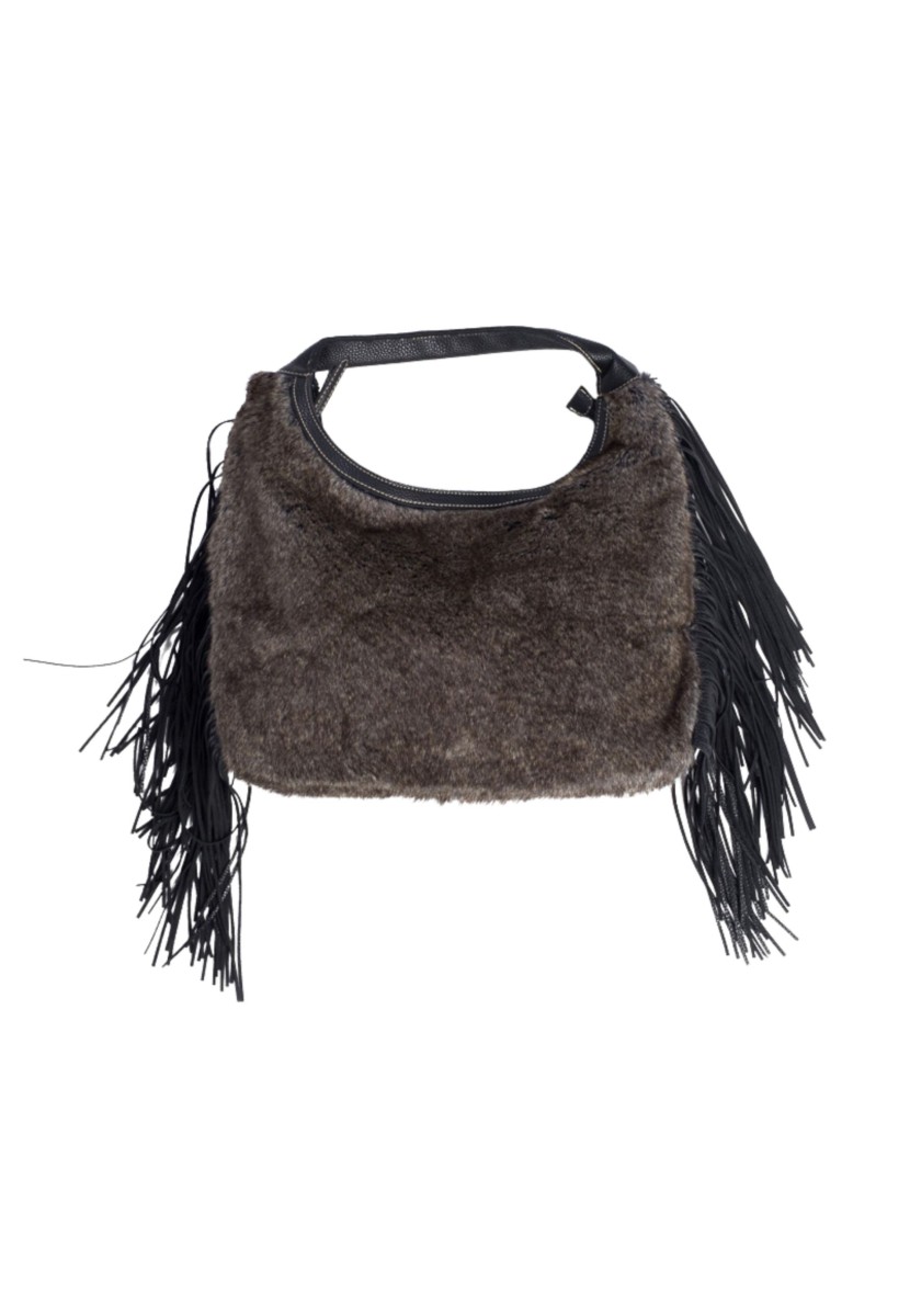 Bolso mujer efecto pelo y flecos