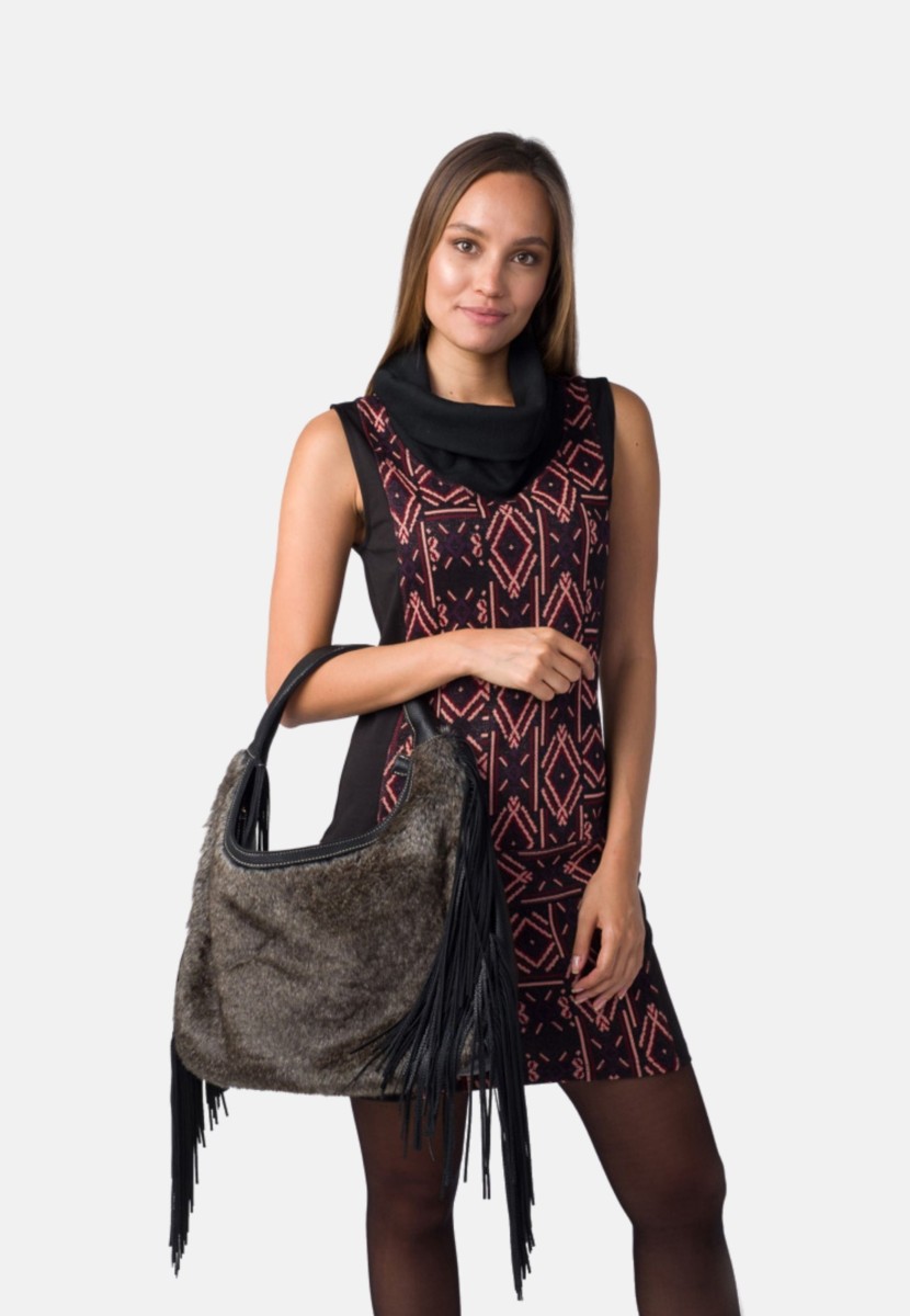 Bolso mujer efecto pelo y flecos 1