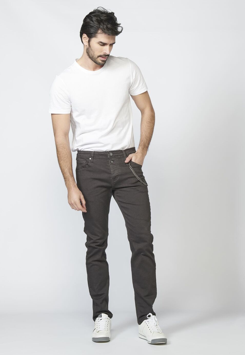 Pantalón largo, Jeans color tapered fit con Cinco Bolsillos para Hombre 4